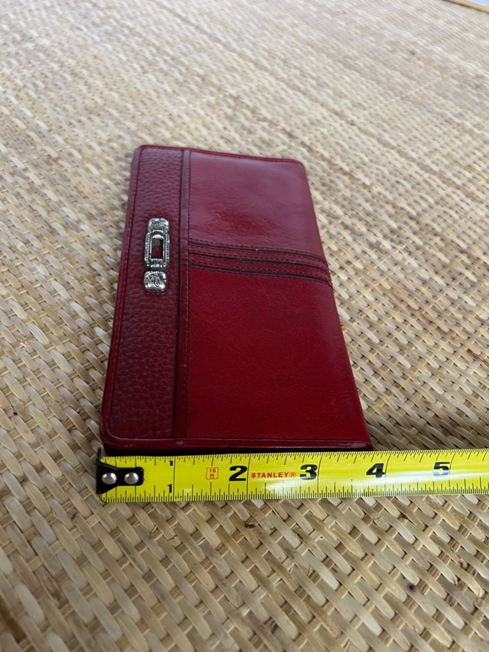 vintage Brighton red leather bifold wallet snap closure heart zip metal clasp - Picture 13 of 14